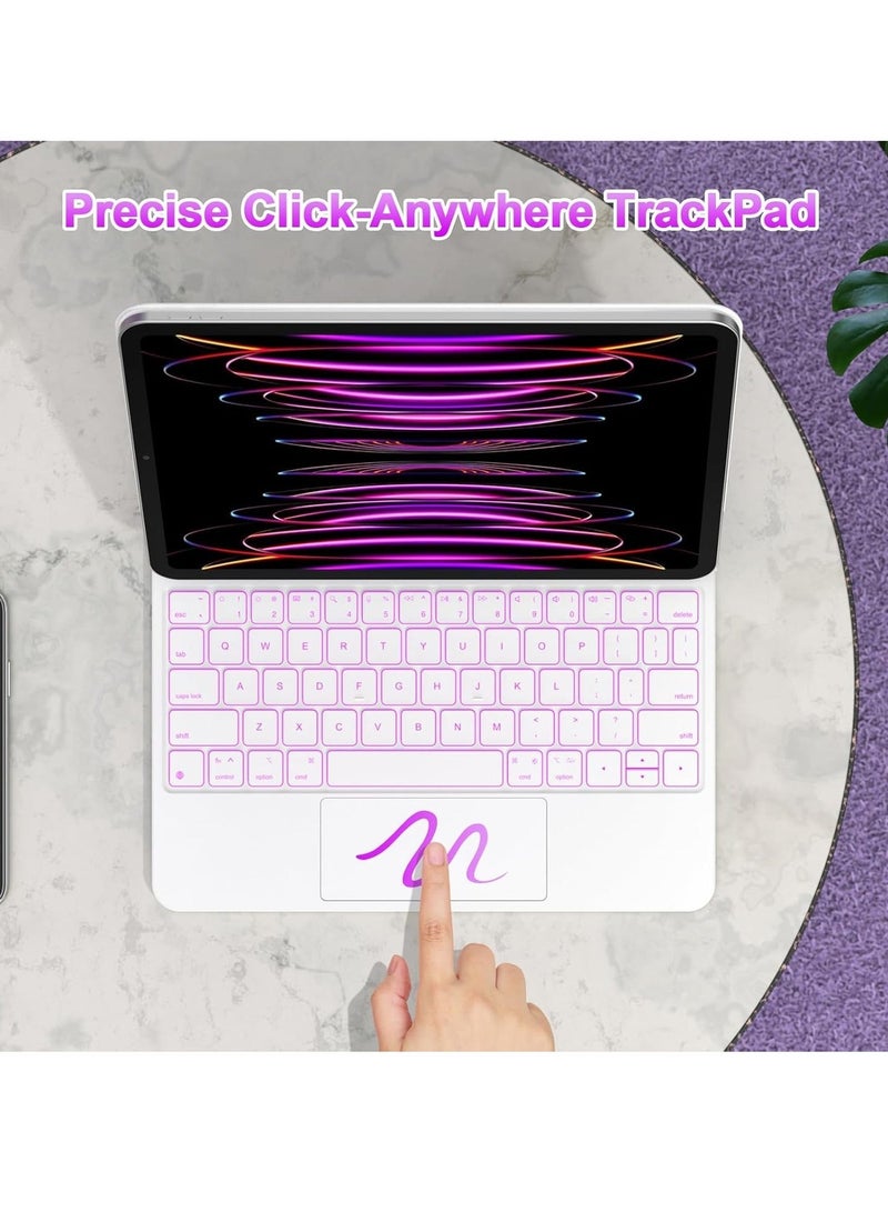 QPHWHFQ Magnetic Keyboard for iPad Air 11 inch (M2/M3/M4), iPad Pro 11 inch(1st/2nd/3rd/4th Gen) and iPad Air 5th/4th, Keyboard Case with Multi-Touch Trackpad, 7 Colors Backlit Keys, Floating Cantilever Stand - Image 2