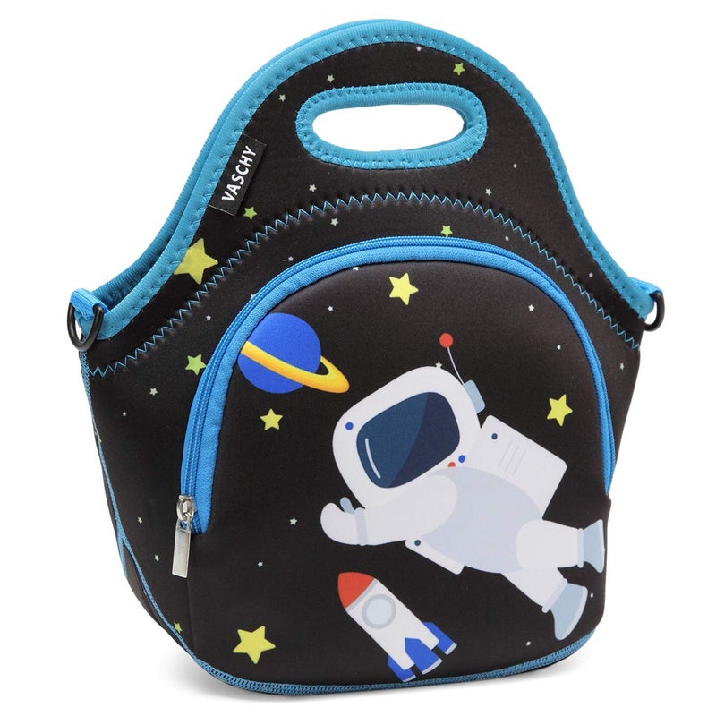 VASCHY Lunch Bag for Boys Insulated Neoprene Lightweight Lunch Box Bag for Children School Daycare Kindergarten Astronaut