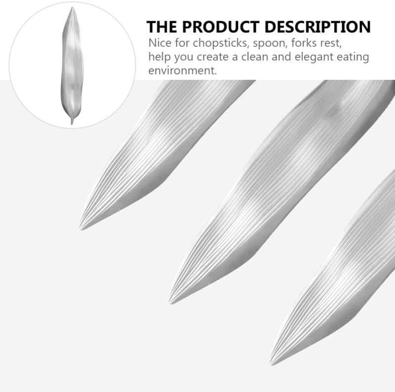 NUOBESTY Stainless Steel Chopstick Stand - Unique Leaf Shaped Cutlery Rest for Forks Spoons and Chopsticks - Elegant Kitchen Table Decor - Image 3