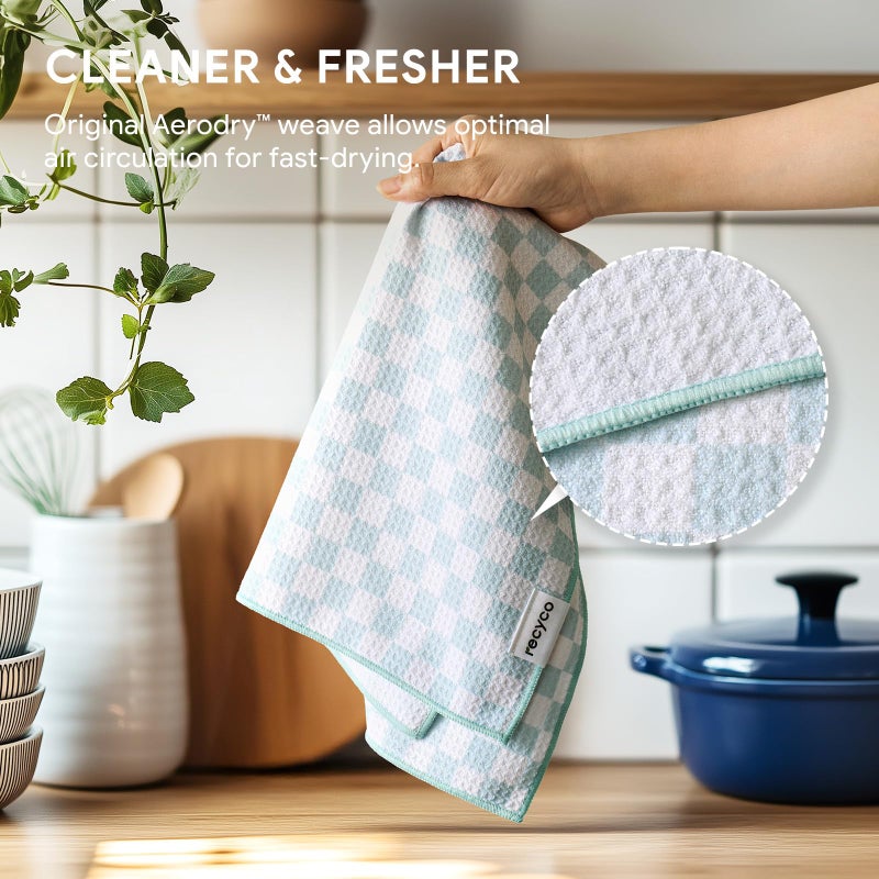 RECYCO Waffle Kitchen Towel Set of 2 - Quick Dry Microfiber Sustainable Dish Towels - Absorbent Reusable Cleaning Tea Towels - Lightweight Hand Towels,16â€x 28â€, Cuckoo Checker - Image 5