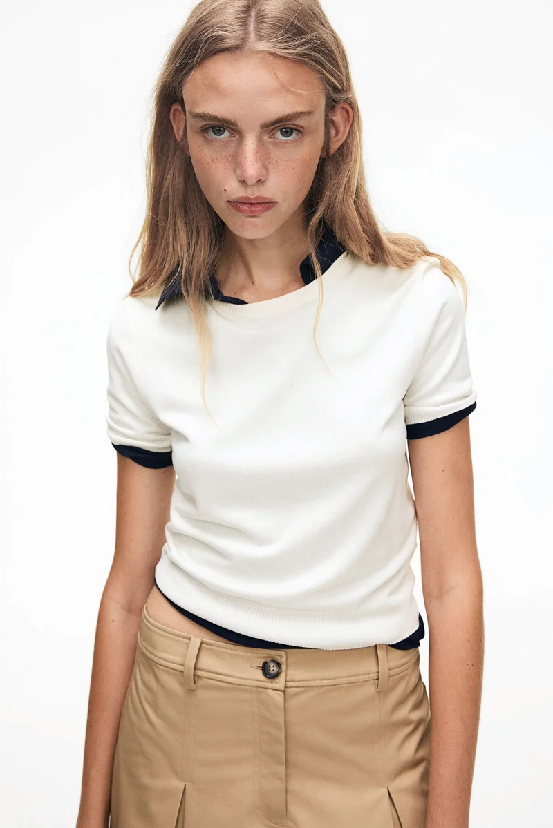 اتش اند ام تيشيرت محبوك ناعم