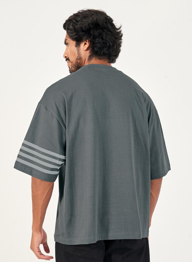 Styli Styli Striped Sleeve Boxy Fit Compact Jersey T-Shirt  - Image 4