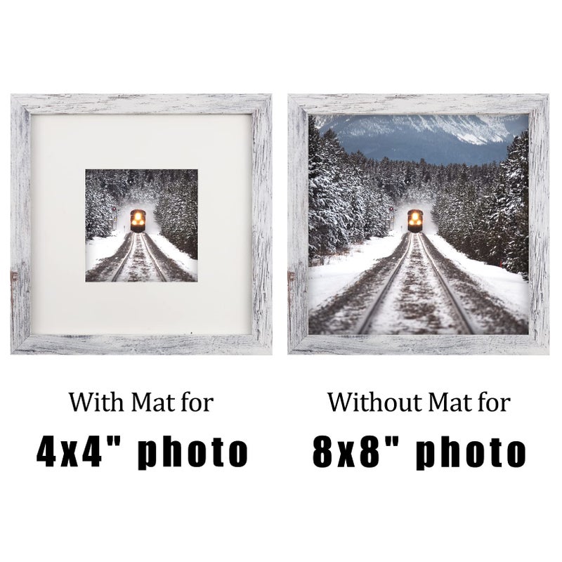 TOFOREVO Picture Frames 8x8 Set of 2 Distressed White Wood Grain Photo Frame for Gallery Wall Mounting or Tabletop Display - Image 2