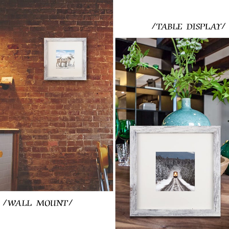 TOFOREVO Picture Frames 8x8 Set of 2 Distressed White Wood Grain Photo Frame for Gallery Wall Mounting or Tabletop Display - Image 5