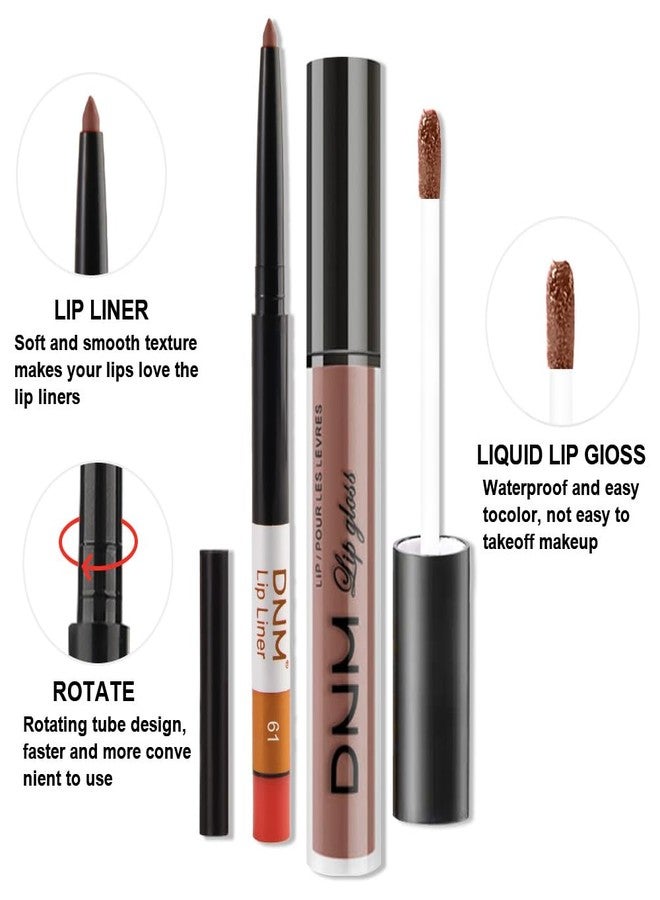 AMY'S DIARY 2Pcs Mocha Nude Matte Lip Liner and Lipstick Makeup Set, light brown Lip Stain Lip Gloss Matt Liquid Lipstick 24H Long Lasting lapiz labiales mate 24 horas originales larga duracion (61#) - Image 4