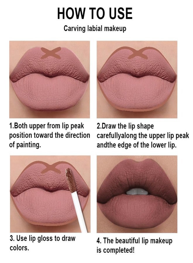AMY'S DIARY 2Pcs Mocha Nude Matte Lip Liner and Lipstick Makeup Set, light brown Lip Stain Lip Gloss Matt Liquid Lipstick 24H Long Lasting lapiz labiales mate 24 horas originales larga duracion (61#) - Image 5