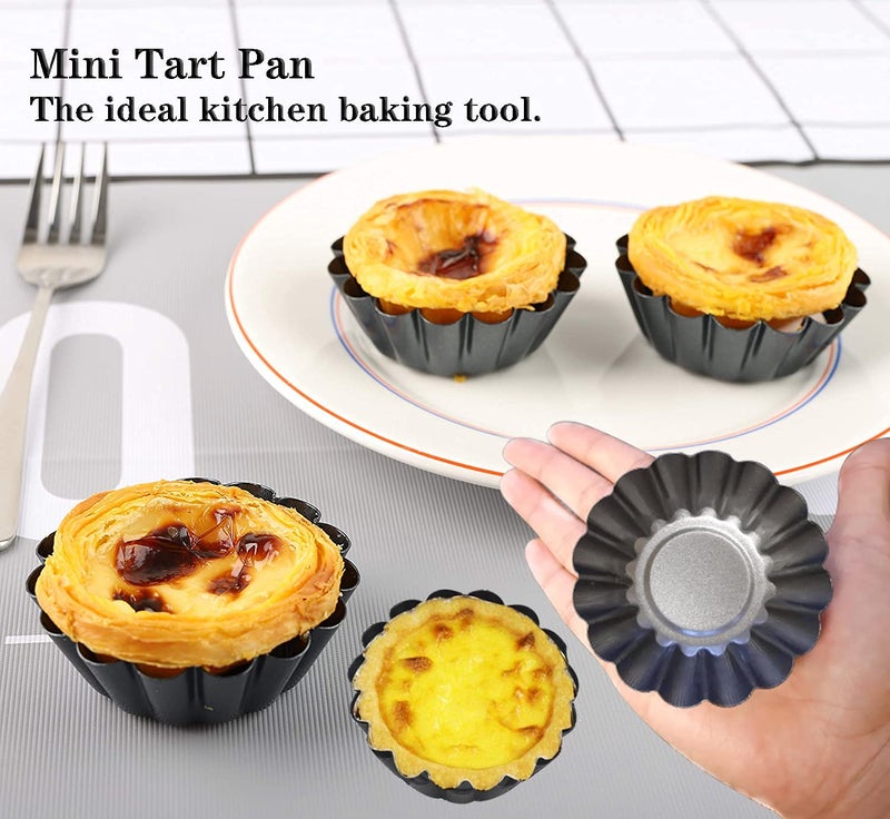 Xstronq Egg Tart Molds 12PCS Tart Pan 2.6inch, Mini Carbon Steel Non Stick Tart Pans, Tart Molds For Baking (2.6 inch) - Image 3