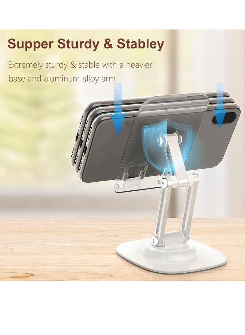 Excefore Phone Stand, Acrylic Desk Holder with 360-Degree Rotation, Sturdy Metal Base, Aluminum Alloy Arm, Compatible for iPhone Holder for Desk Cute Home Office Desk Decor Accessories for Women Vanity - Image 3
