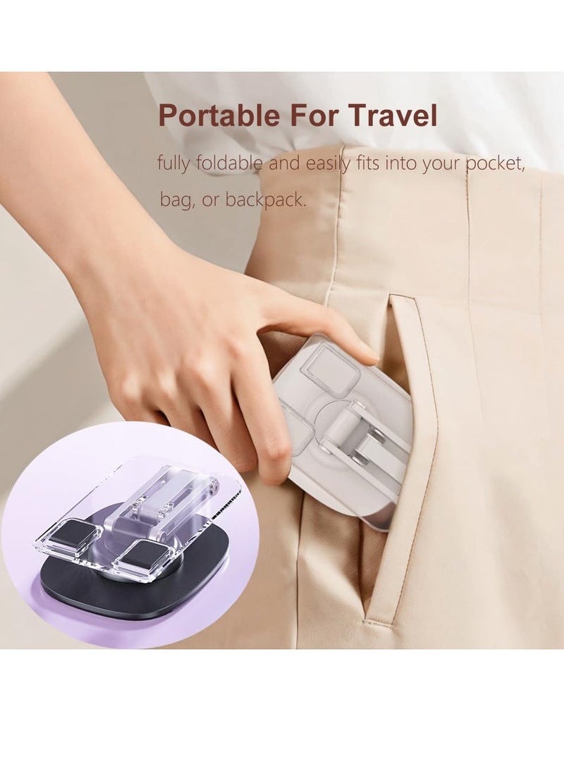 Excefore Phone Stand, Acrylic Desk Holder with 360-Degree Rotation, Sturdy Metal Base, Aluminum Alloy Arm, Compatible for iPhone Holder for Desk Cute Home Office Desk Decor Accessories for Women Vanity - Image 5