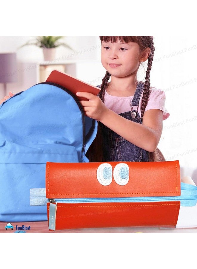 FunBlast Pencil Pouch for Girls - Cute Pouch for Girls, Multipurpose Zipper Pouch, Kawaii Pencil Case, Cute Pouches for Girls, Aesthetic Pouch for Girls, Return Gift for Kids (Orange) - Image 4