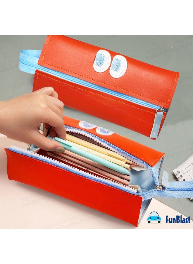 FunBlast Pencil Pouch for Girls - Cute Pouch for Girls, Multipurpose Zipper Pouch, Kawaii Pencil Case, Cute Pouches for Girls, Aesthetic Pouch for Girls, Return Gift for Kids (Orange) - Image 2