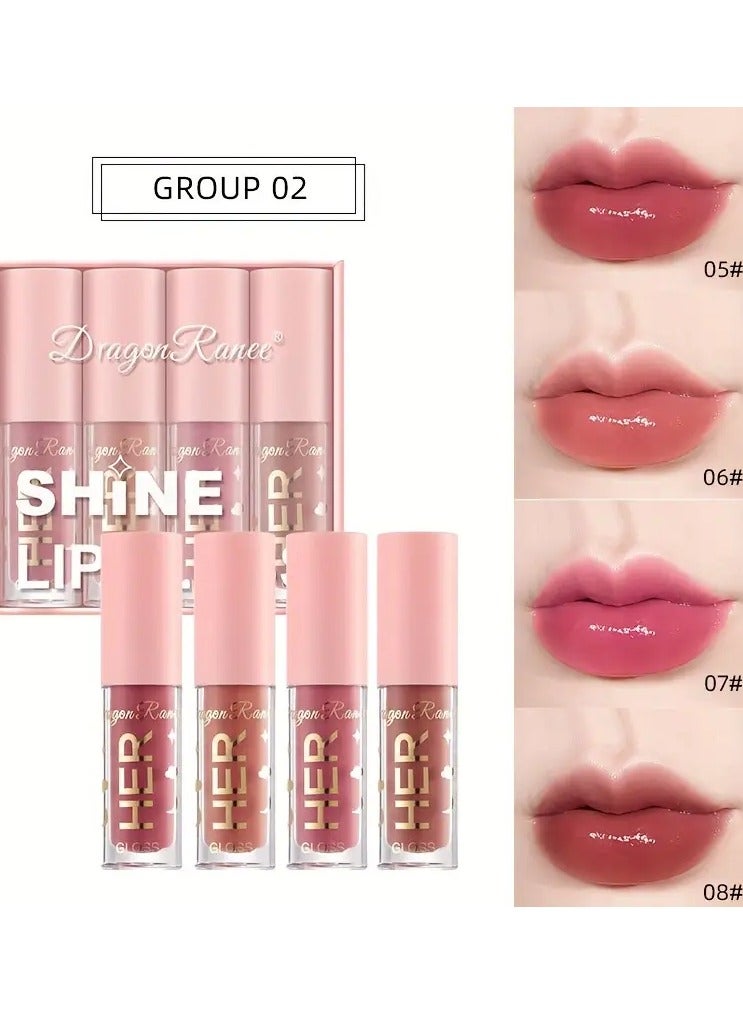 Dragon Ranee مجموعة ملمع الشفاه دراجون راني - 4 قطع - لون شفاه لامع للبالغين، يدوم طويلاً ومرطب، درجات متنوعة، توافق عالمي مع البشرة، لمسة لامعة، سهل التطبيق - Image 1