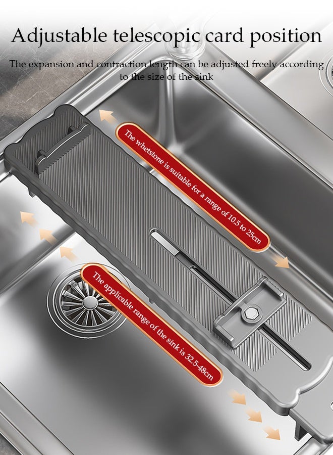 DUNISO Carbon Steel Sharpening Stand and Sharpening Stone Set, Adjustable for Expansion and Contraction,Anti Slip, Rust Proof, Thickened and Fixed，Suitable for Most Household Sinks Kitchens，Black - Image 5