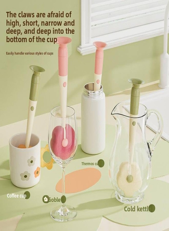 QUIRA Cup Lid Cleaning Brush, Tumbler Cleaner Brush, Bottle Cap Cleaner, Efficient Cleaning and Suction Base, Flower-Shaped Design with Gentle Scrub Texture (Assorted) - Image 2