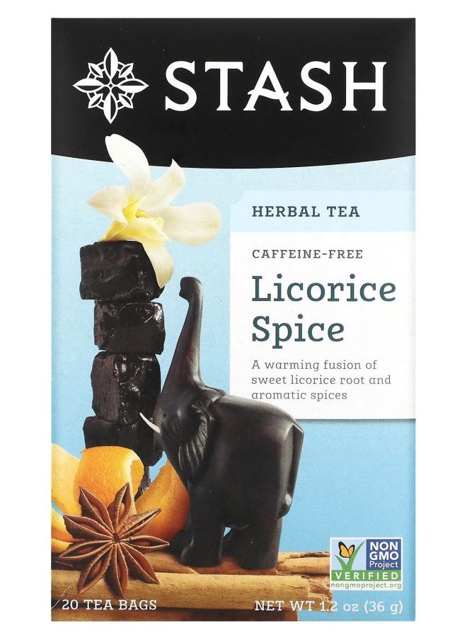 Stash Tea - Herbal Tea Licorice Spice Caffeine Free 20 Tea Bags 1.2 oz (36 g) - Image 1