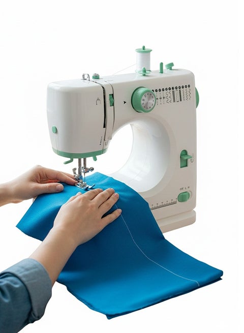 ماكينة خياطة كهربائية، ماكينة خياطة صغيرة للمبتدئين، سهلة الاستخدام، 12 غرزة مدمجة، طقم خياطة بخيطين وسرعتين مع دواسة قدم للاستخدام المنزلي