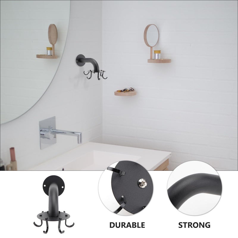 Stainless Steel Rotating Hooks 6pcs No Punching Wall Mounted Kitchen Bathroom Hangers - Image 5