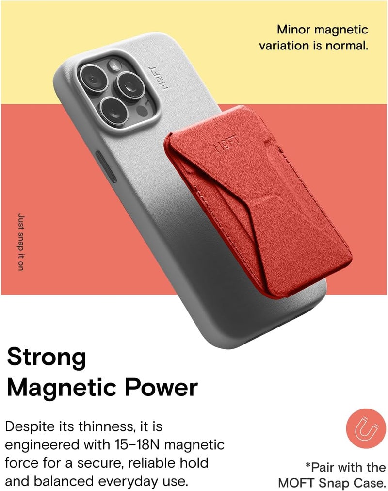 MOFT Magnetic Wallet Stand Compatible with iPhone 17/16/15/14/13/12 Series, Angle Adjustment & Magsafe Compatible MOVAS Phone Stand,Sunset - Image 4