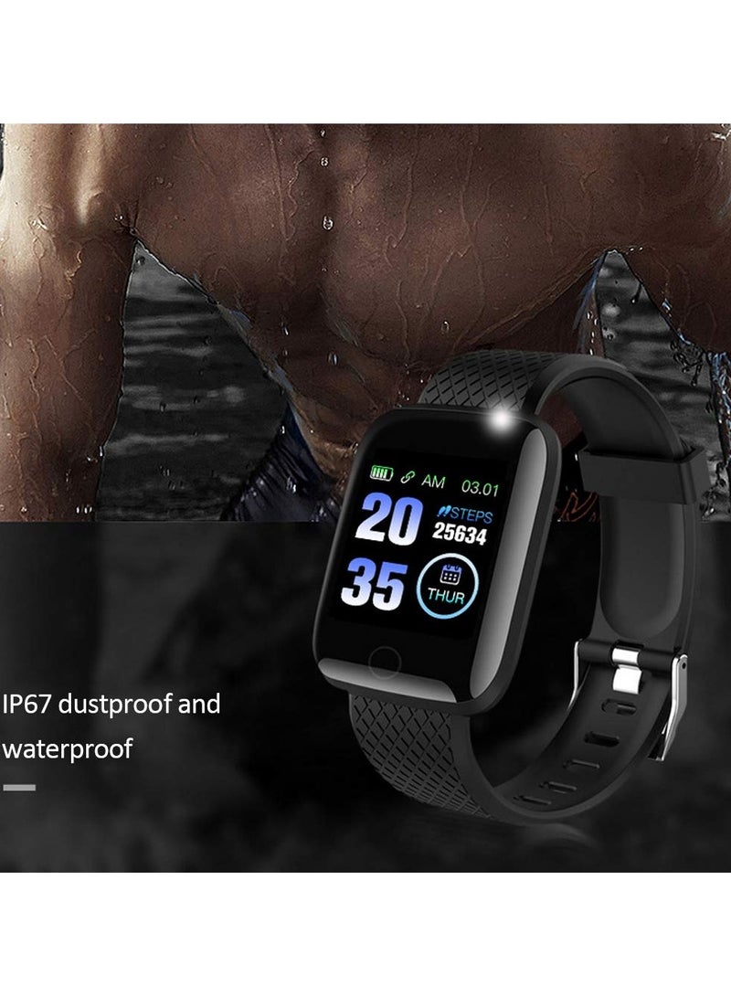 SANMUGEED 116 Plus Smart Bracelet Watch 1.3 Inch,Heart Rate Blood Pressure Monitoring Track Movement IP67 Waterproof,Color Screen Smart Bracelet USB Direct Charge for Android & iOS - Image 3