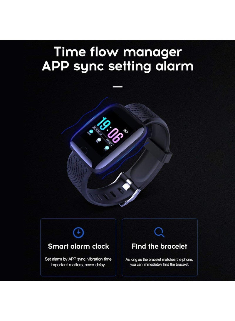 SANMUGEED 116 Plus Smart Bracelet Watch 1.3 Inch,Heart Rate Blood Pressure Monitoring Track Movement IP67 Waterproof,Color Screen Smart Bracelet USB Direct Charge for Android & iOS - Image 5