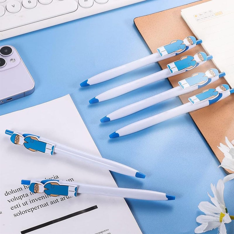 Cute Nurse Pens Appreciation Gifts Inspirational Nursing Pens Funny Cartoon Nurse Pens Novelty Ball Point Pens for Nursing School Student Medical Assistant Healthcare (Blue, 18pcs)