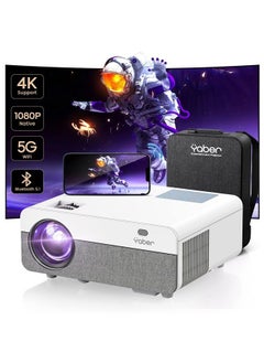 5G WiFi Bluetooth Projector, YABER Pro Y9 18000L 480 ANSI Native 1080P Projector 4K Support, Outdoor Movie Projector Max 500" 4P/4D Keystone 50% Zoom Full Sealed Projector for Phone[Screen Included]