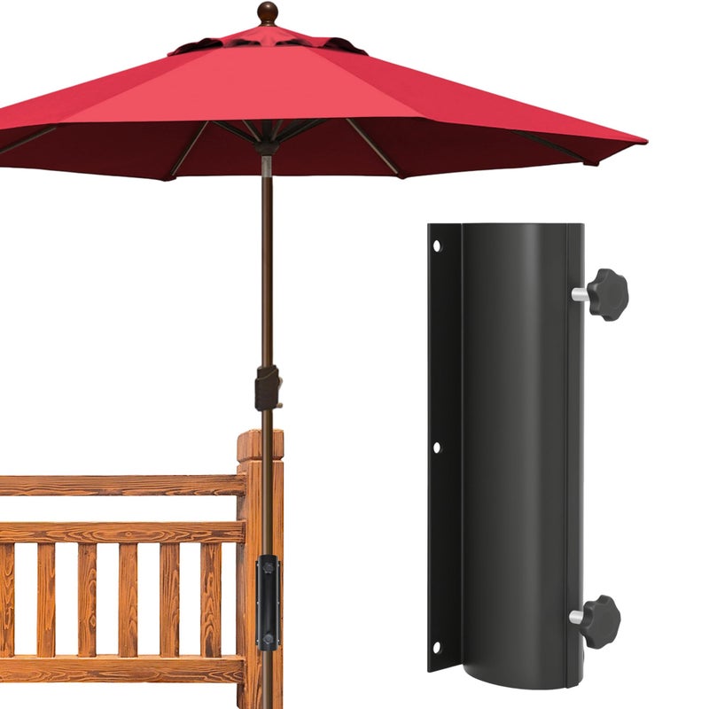 EliteShade USA Full Aluminum NonRust Deck Umbrella Mount Heavy Duty Metal Patio Umbrella Base Stand Outdoor Umbrella Holder for Deck Railing Black - Image 2