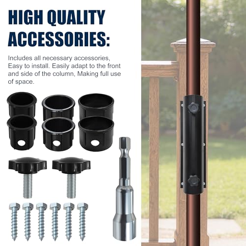 EliteShade USA Full Aluminum NonRust Deck Umbrella Mount Heavy Duty Metal Patio Umbrella Base Stand Outdoor Umbrella Holder for Deck Railing Black - Image 3
