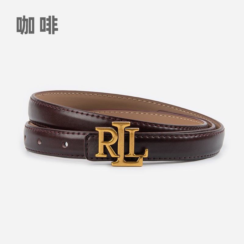 Genuine Leather Ladys Slim Belt for Jeans Casual 21628-Coffee - Image 1