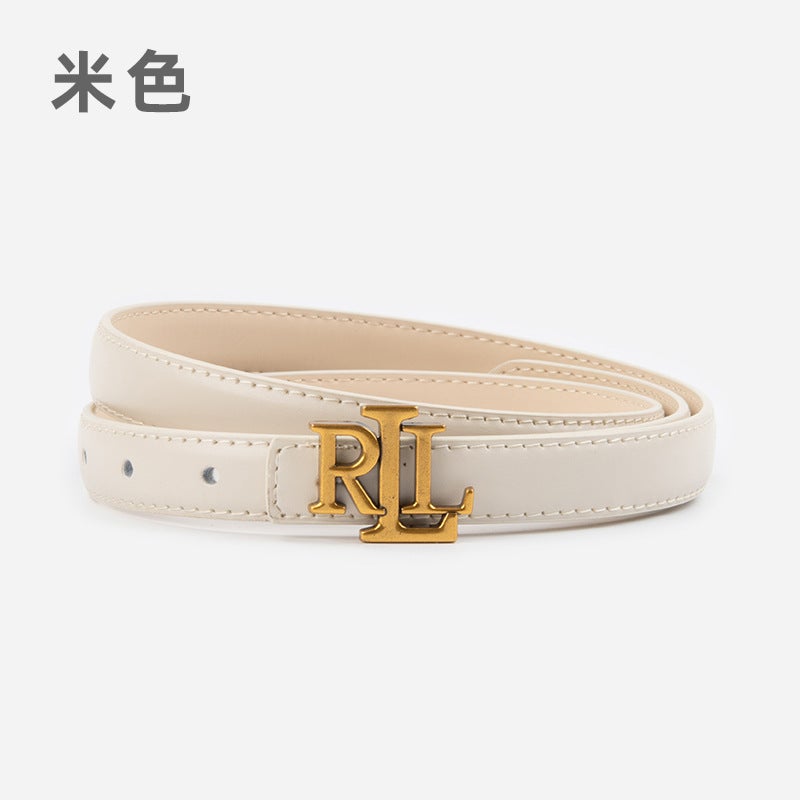 Genuine Leather Ladys Slim Belt for Jeans Casual 21628-Coffee - Image 2