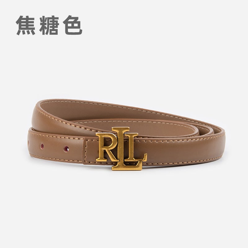 Genuine Leather Ladys Slim Belt for Jeans Casual 21628-Coffee - Image 5