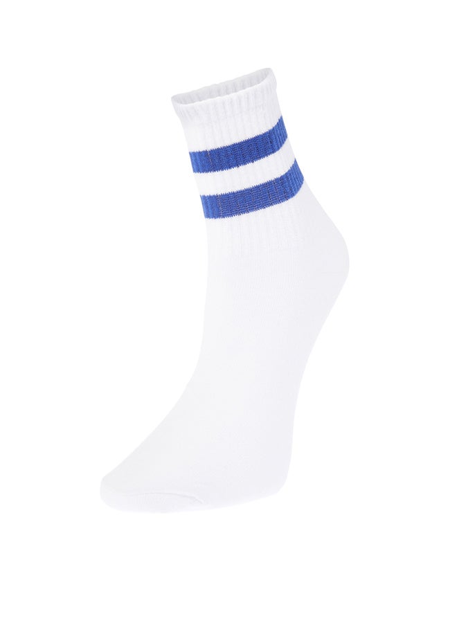 trendyol White 5-Pack Colorful Striped College-Tennis-Medium Socks - Image 4