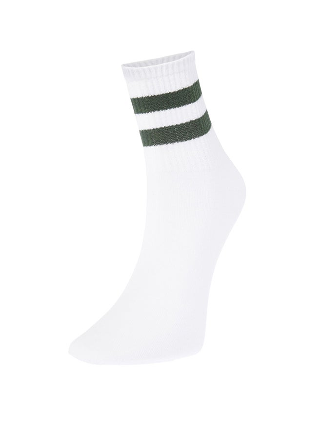 trendyol White 5-Pack Colorful Striped College-Tennis-Medium Socks - Image 5