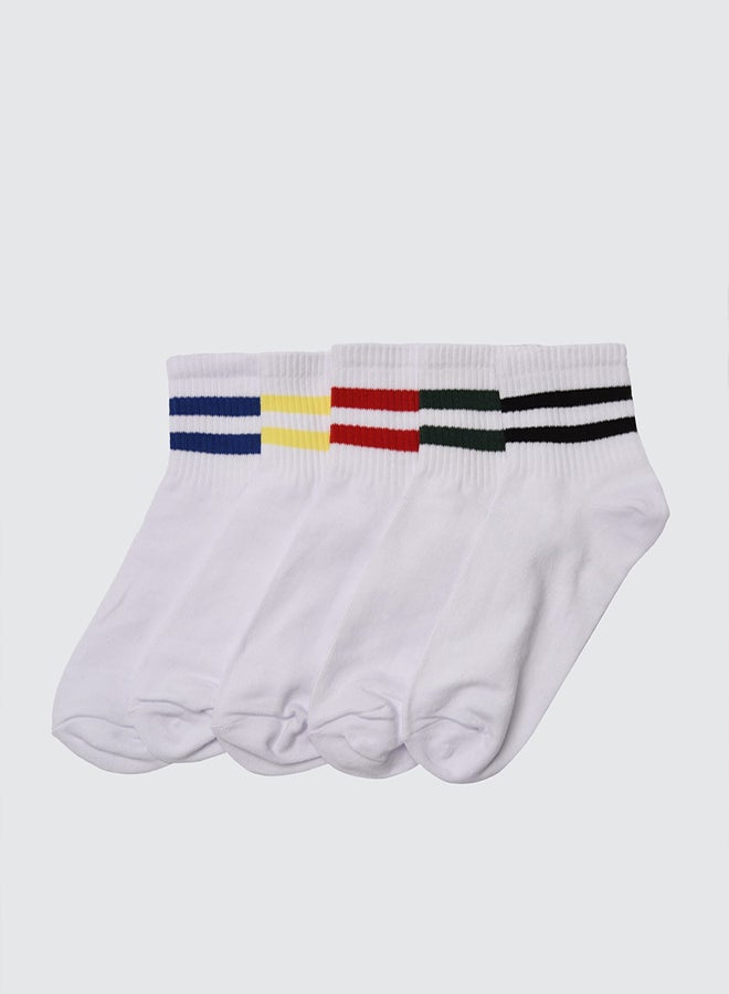trendyol White 5-Pack Colorful Striped College-Tennis-Medium Socks - Image 1