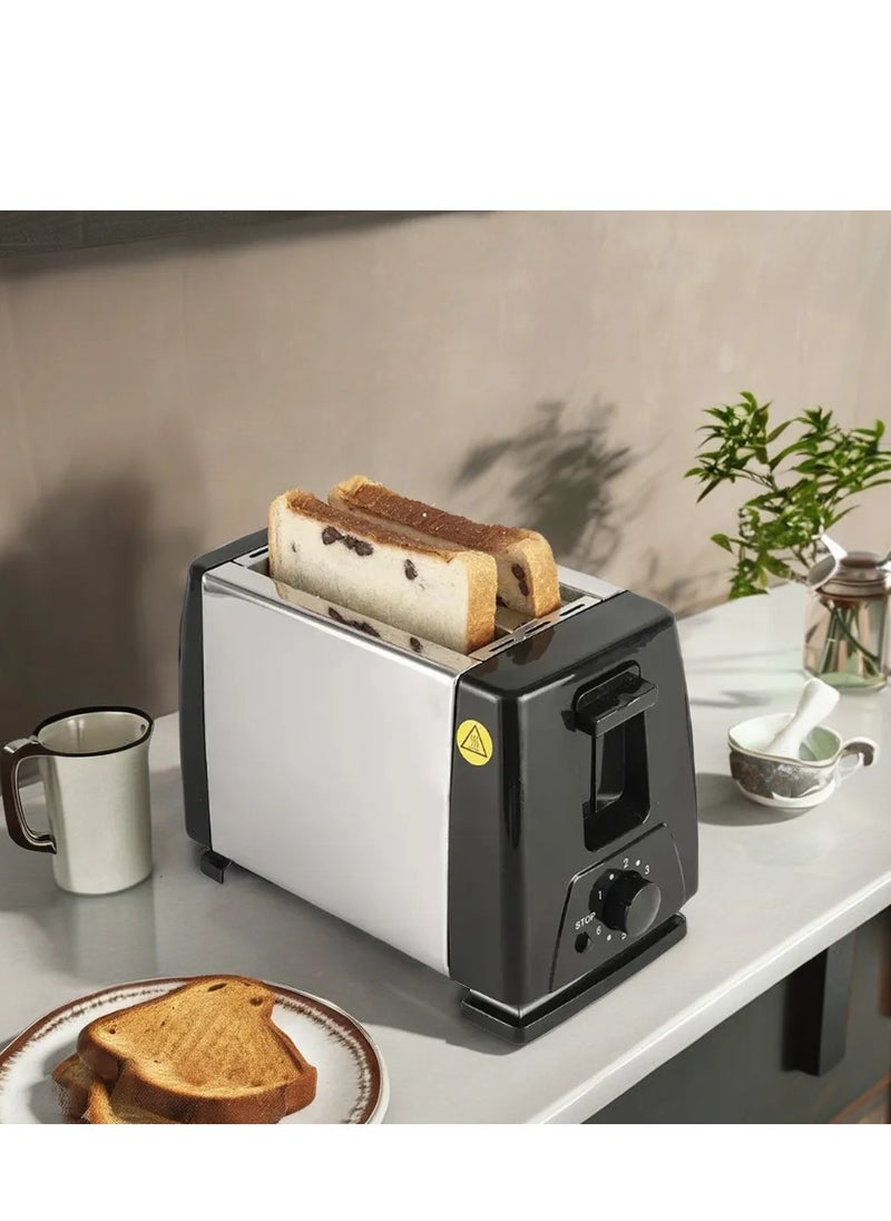 Generic 2 Slice Toaster with Adjustable Browning Control knob, Stop Function & Removable Crumb Tray Breakfast Maker Stainless Steel Bread Toaster  - Image 1
