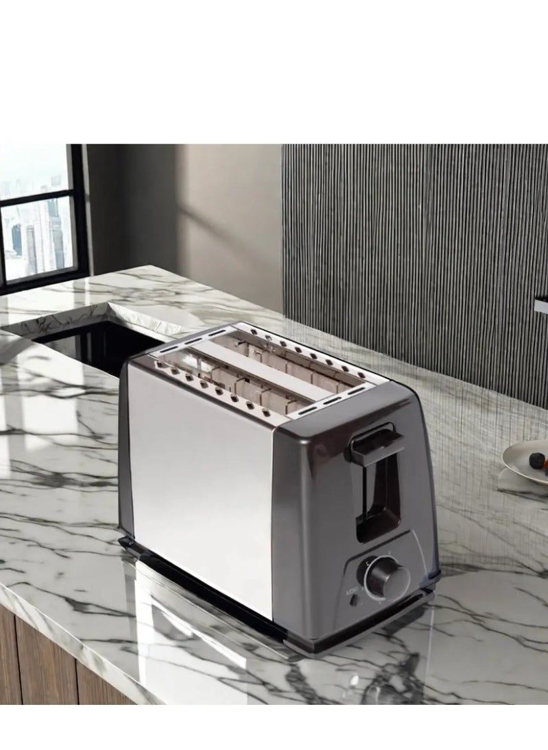 Generic 2 Slice Toaster with Adjustable Browning Control knob, Stop Function & Removable Crumb Tray Breakfast Maker Stainless Steel Bread Toaster  - Image 5