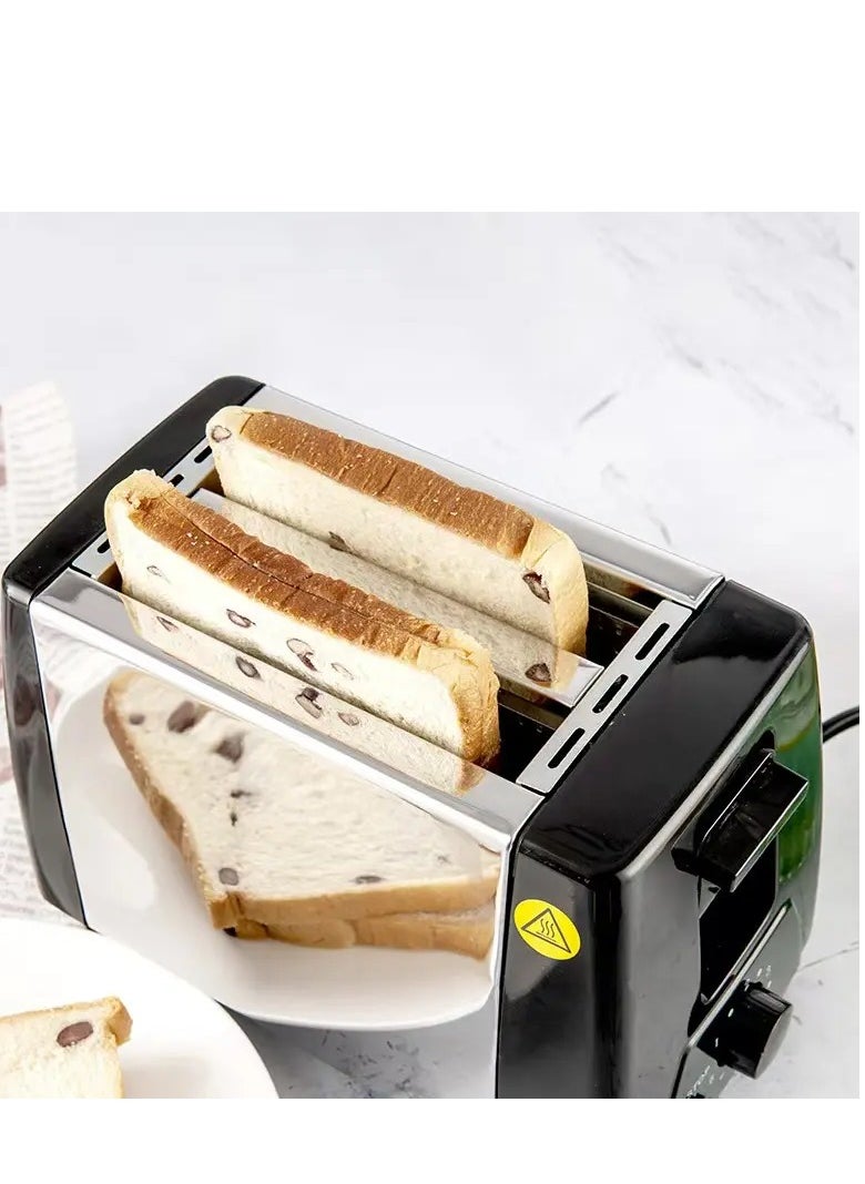 Generic - 2 Slice Toaster with Adjustable Browning Control knob, Stop Function & Removable Crumb Tray Breakfast Maker Stainless Steel Bread Toaster - Image 1