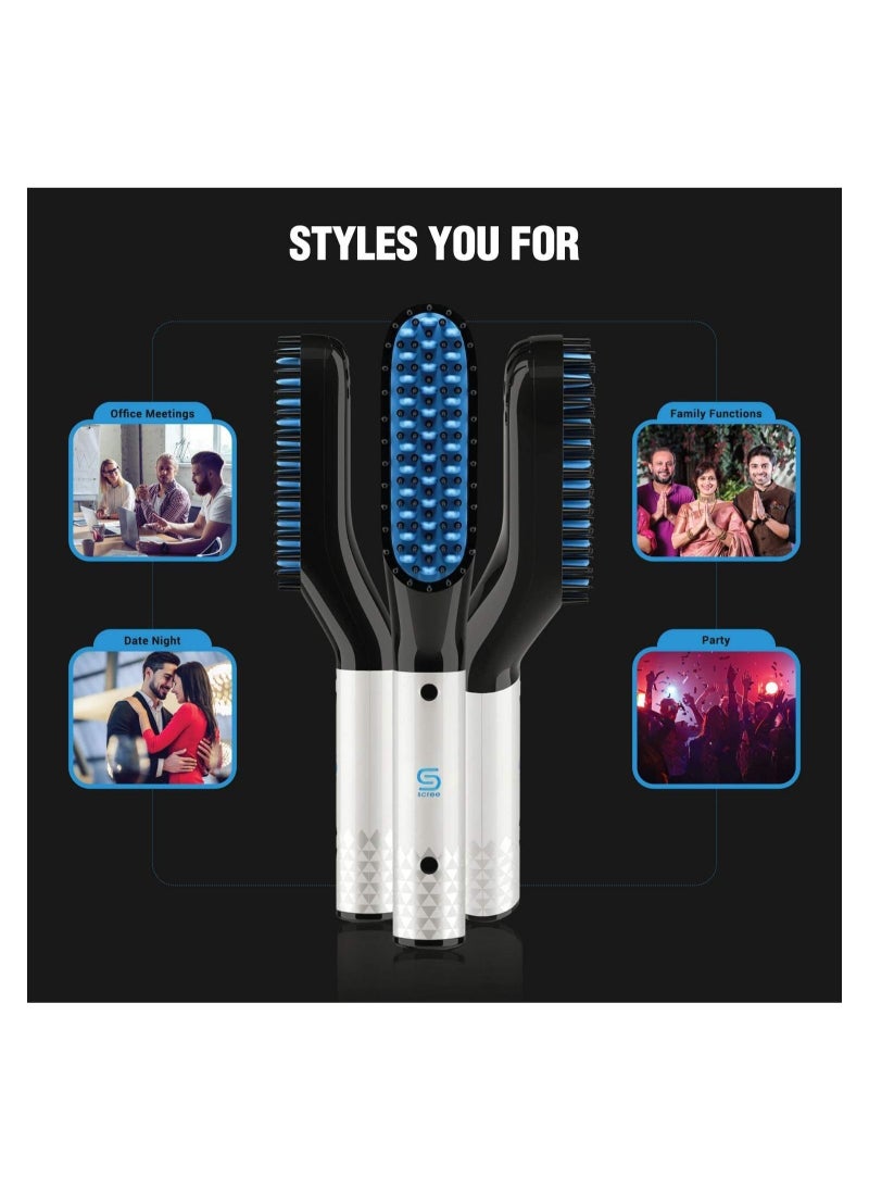 Generic - Beard Straightener with Beard Cream, Upgraded 3 in 1 Hair Straightener Brush Beard Straightening Comb, Smart anti-scalding technology, 360° Rotation Swivel Chord, Dual Heat Settings - Image 1