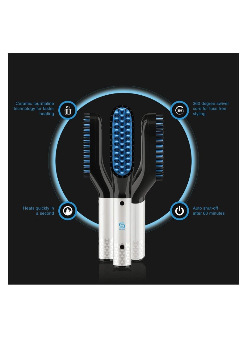 Generic - Beard Straightener with Beard Cream, Upgraded 3 in 1 Hair Straightener Brush Beard Straightening Comb, Smart anti-scalding technology, 360° Rotation Swivel Chord, Dual Heat Settings - Image 1