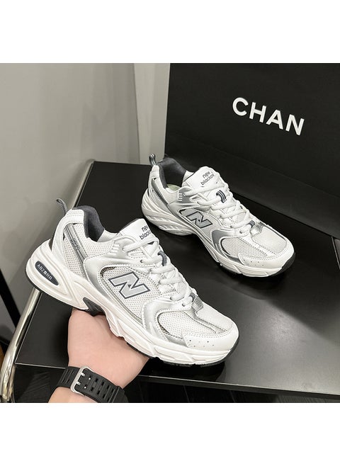 Breathable Mesh 530 Running Shoes Unisex Light gray white and gray