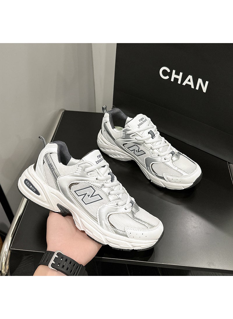 Generic - Breathable Mesh 530 Running Shoes Unisex Light gray white and gray - Image 1