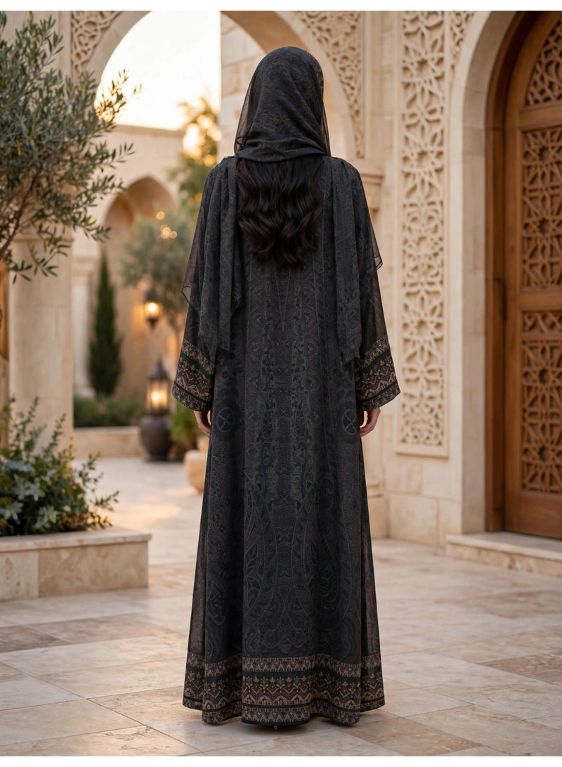 اكسا عباية مفتوحة بنقوش البيزلي الفاخرة وقَصّة واسعة - Image 5