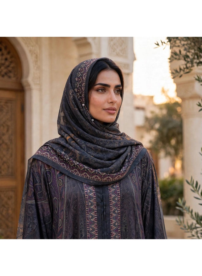 اكسا عباية مفتوحة بنقوش البيزلي الفاخرة وقَصّة واسعة - Image 2