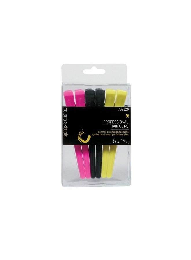 Colortrak Duckbill Clips Tapered Tip Ideal For Sectioning Strong Tension Springs Long Grips For Easy Handling Holds All Lengths Of Hair Pink/Black/Yellow 6 Count - Image 2