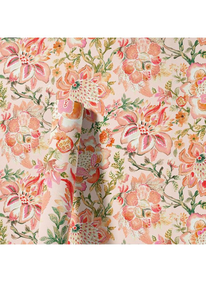 Bluejw Vintage Flower Popular Peach Powder Pantone Hand-painted Forest Green Plant Self-adhesive Wallpaper Bedroom Bathroom Flower Wallpaper - Image 3