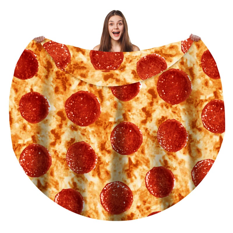 Bcareself Pizzas Blanket Adult Kdis Size 20 Double Sided Funny Realistic Food Personalized Throw Blanket Novelty Gift for Everyone Soft Pepperoni Pizzas Blanket Soft Flannel 60 inches