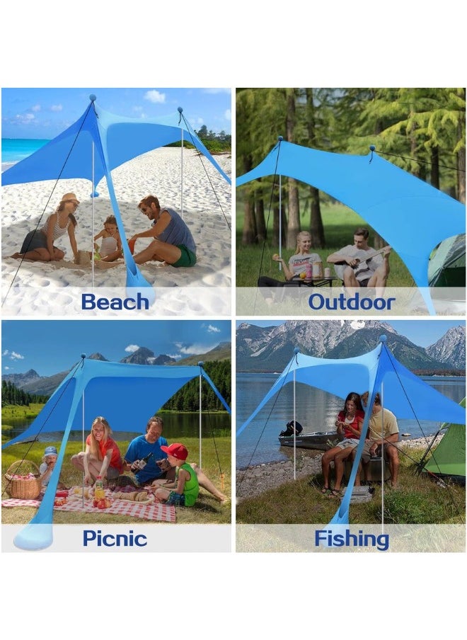 Outdoor.Market Pop-Up Beach Tent Canopy – UPF50+ Lycra Sun Shade, Windproof Outdoor Shelter with 2 Stability Poles, Sand Anchors & Carry Bag – Portable for Beach, Camping, Fishing, Backyard (Blue)  - Image 3
