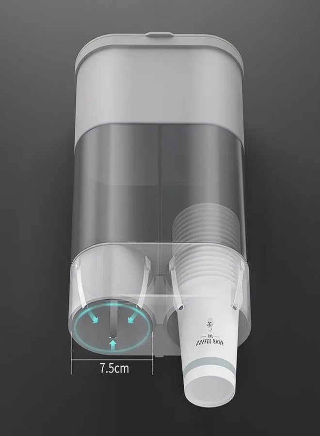 Evona Double Tube Disposable Cups Dispenser Wall-Mounted Paper Cup Dispenser Pull Type Paper Water Disposable Automatic Remover Cup Holder - Image 3