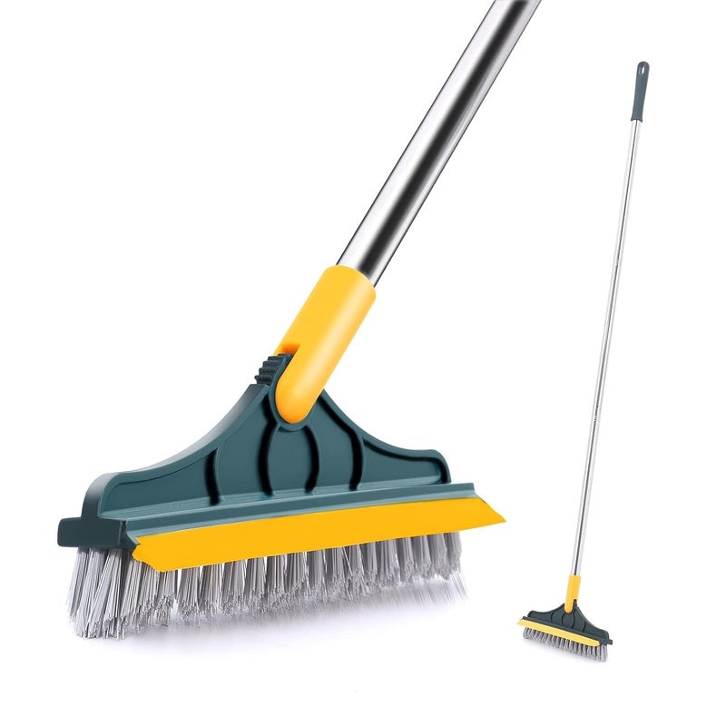 2 in 1 Floor Scrub Brush VShaped Floor Scrub Brush with Long Handle Bathroom Shower Crevice Cleaning Brush Magic Broom Brush 120Rotating Removable Brush Head for Bathroom