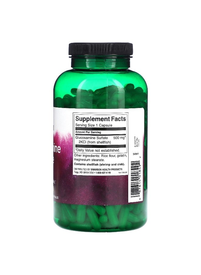 SWANSON Swanson, Glucosamine Sulfate 2KCI, 500 mg, 400 Capsules  - Image 2